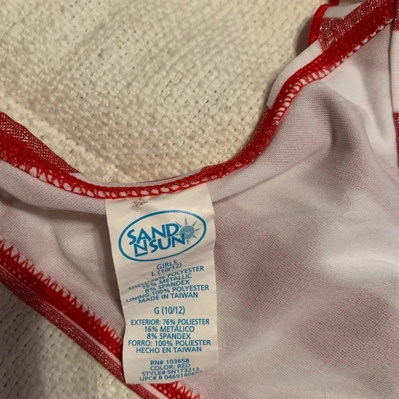 Girl’s red and white striped 2 piece Bikini - Picture 7 of 7